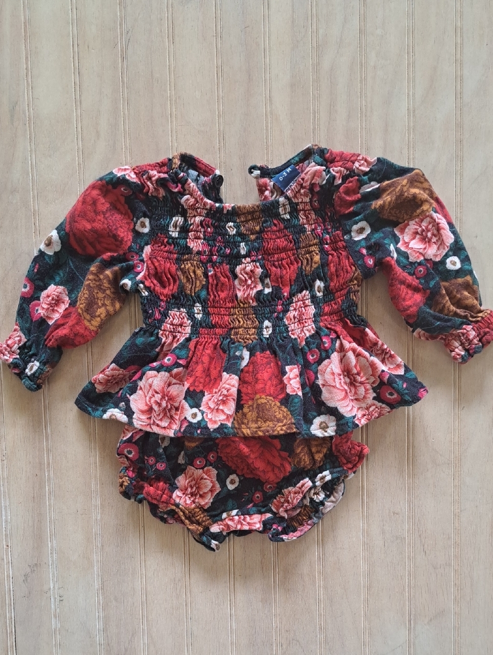 Smocked Old Navy Floral Peplum Top Bloomers Set Infant Cottagecore Lightweight